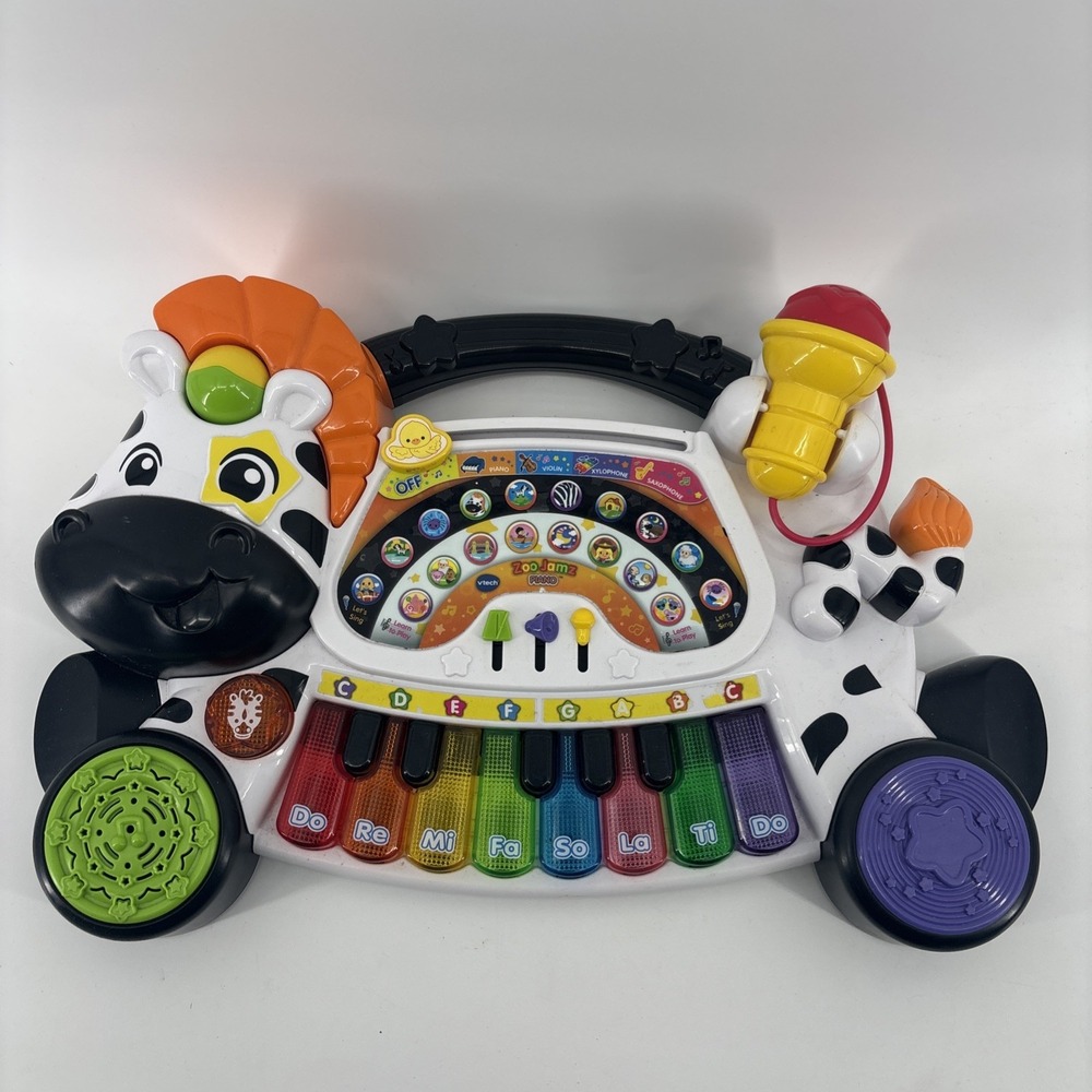 VTech Zebra Piano Zoo Jamz Toddler Learning Toy - Lights & Sounds Works Great!